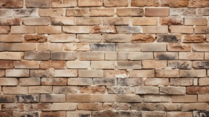 Old Beige Brick Wall. Closeup Texture of Vintage Brick Wall with Natural Beige Colour for Street and House Background