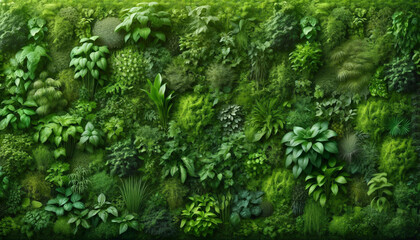 Herb wall, plant wall, natural green wallpaper and background. nature wall. Nature background of green forest