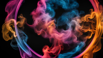 Abstract graphic black background of colourful smoke for graphical resources | Ai illustration