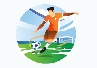 A Boy Playing football or soccer match illustration