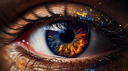 Cosmic Vision: Eyes with Glowing Galaxies Expressing Depth and Vastness of Dreams - obrazy, fototapety, plakaty