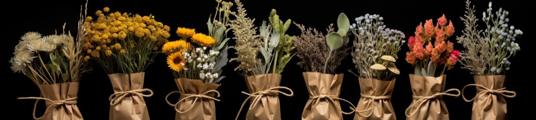 dried flowers in kraft packaging