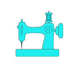 Old fashioned sewing machine on a white background. Vector illustration	