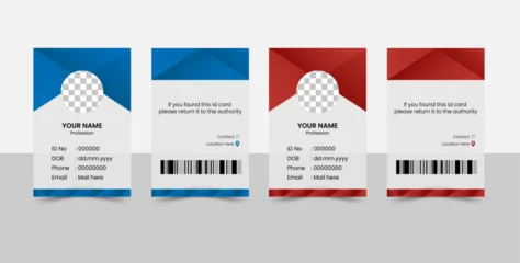 Foto op Canvas Modern and minimalist office id card template with an author photo place including red and blue gradient for your business or company © Mayeesha