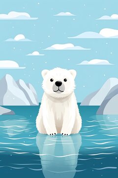 a polar bear sitting in water
