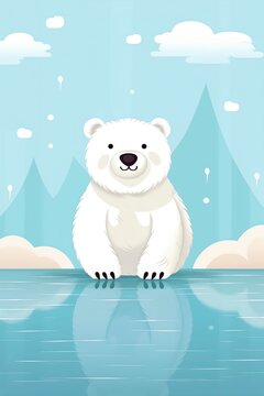a cartoon of a polar bear standing on water