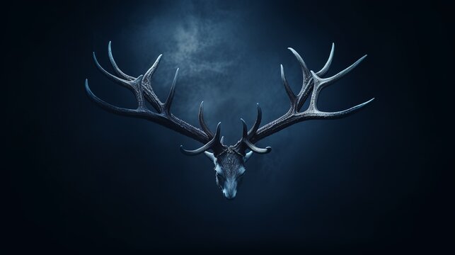 Horns of branches on a dull foundation. the concept of a christmas deer