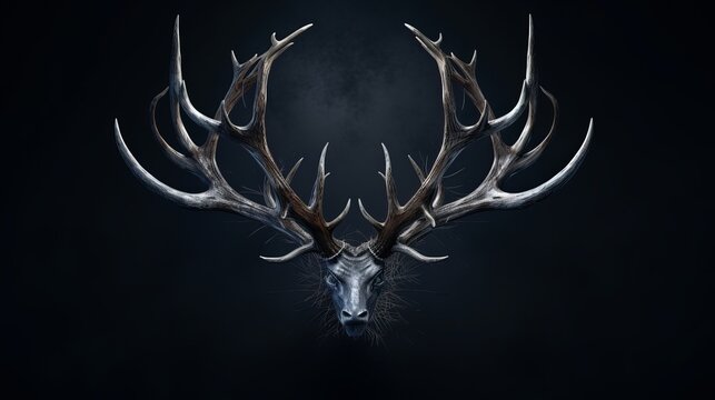 Horns of branches on a dull foundation. the concept of a christmas deer