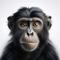 Chimpanzee portrait, isolated on white background
