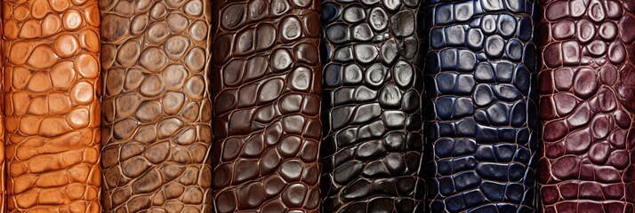 Crocodile skin scales texture, colorful. Great as banner or wallpaper. Generative AI, AI - obrazy, fototapety, plakaty