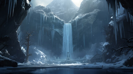 Frozen Waterfall - Icy Cascade