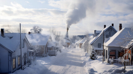 Quaint Village in Snow - Winter Coziness