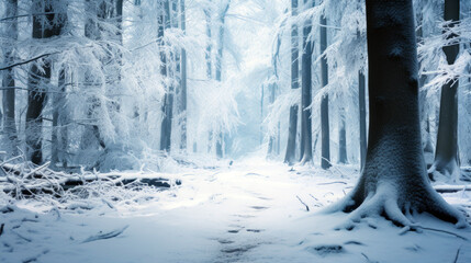 Snowy Path in Forest - Winter's Journey