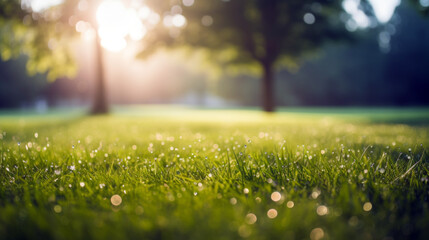 Dewy Morning Lawn - Sunrise and Serenity