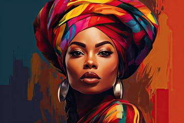 Woman Adorned With a Colorful Turban Generative AI © Johnathan