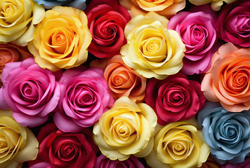 Wall background with beautiful colorful roses