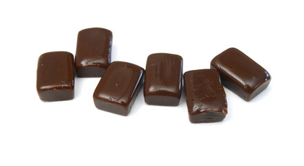 Coffee candies isolated on white background