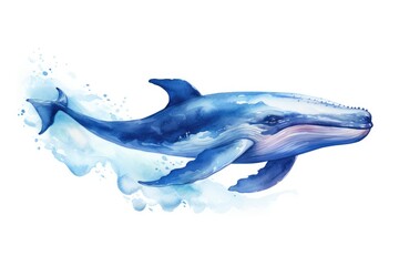 Fototapeta premium watercolor Whale Humpback whale. Big gray whale Blue whale