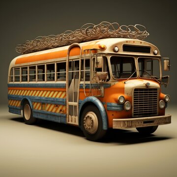 a bus which half of it should looks like prison bus and left half of it should looks like school car