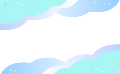 青色の雲と宝石のフレームイラスト