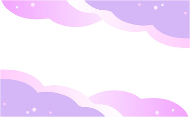 ピンク色の雲のフレームイラスト