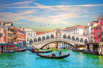 Foto auf Acrylglas Rialtobrücke Sunset in the Grand Canal near the Rialto bridge, Venice, Italy