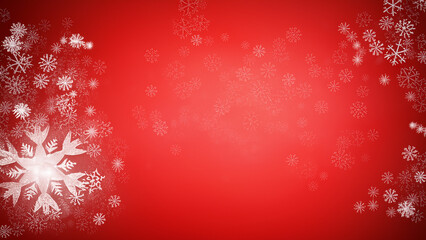 Naklejka na ściany i meble Snowflakes on red background. Christmas and New Year concept.