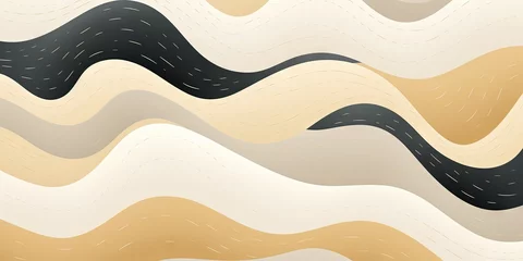 Selbstklebende Fototapeten Abstract lithograph minimalist background seamless pattern, japandi wabi sabi, organic, geometric shapes. Generative AI, AI © Merilno