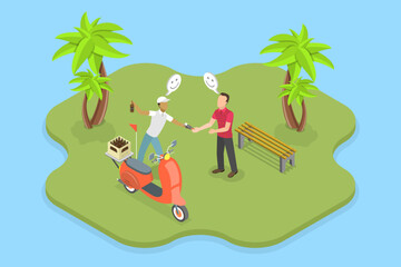 3D Isometric Flat Vector Illustration of Fast Way To Order Drinks, Beer Delivery
