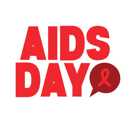 aids day lettering and ribbon in speech