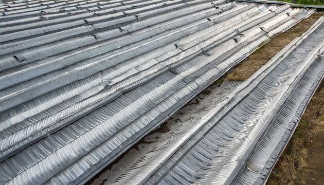 corrugated metal roof picture taken from above industrial background or texture