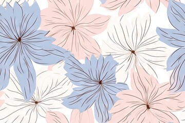 Fototapeta premium Abstract colorful autumn floral leaf, flowers seamless pattern wallpaper background. Generative AI, AI