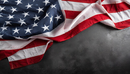 american flag on dark concrete with free space