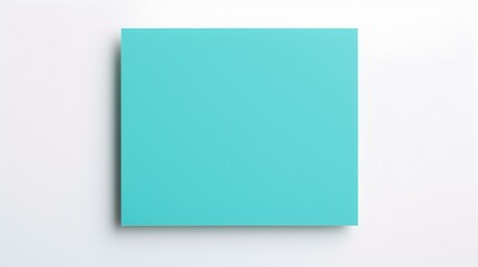 Fototapeta premium Turquoise square Paper Note on a white Background. Brainstorming Template with Copy Space