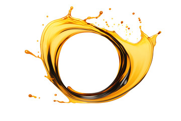 Splashes of oily liquid in circle isolated on transparent background