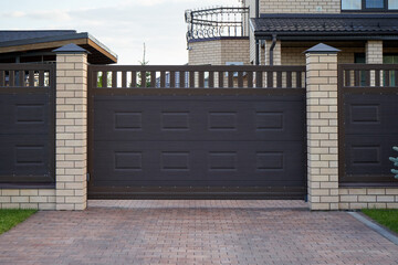 Modern side sliding gates with canopy