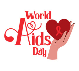 aids day message with hand lifting heart