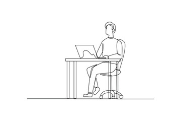 Fototapeta premium man enjoy his work. Variation of icon work activity. Work life balance minimalist concept. Simple line.