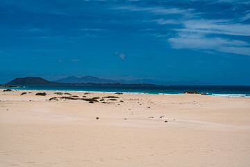 Fototapeta na wymiar Views of the beach and dunes of Corralejo. Photography taken in Spain, Canary Islands, Fuerteventura.