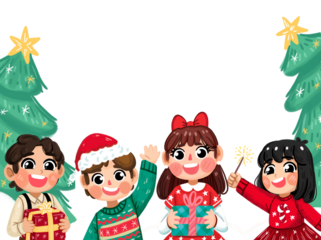 niños feliz navidad sin fondo 
