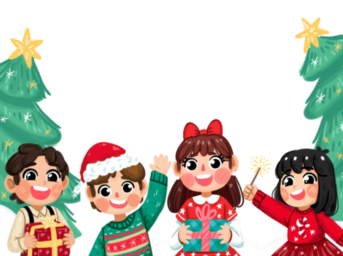 niños feliz navidad sin fondo 