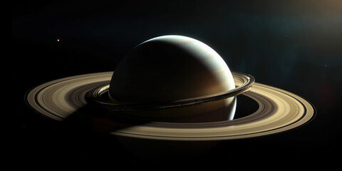 Fototapeta na wymiar The planet Saturn over deep space. Generative AI.