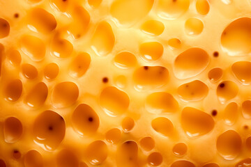 A closeup of cheese with holes like maasdam, emmental or cheddar as background - obrazy, fototapety, plakaty