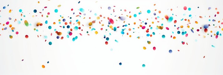 confetti on a white widescreen background isolated. - obrazy, fototapety, plakaty
