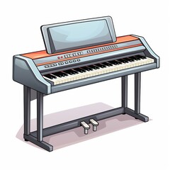 cartoon piano on white background.