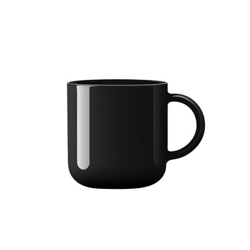 Black coffee cup isolated object 3d rendering, png