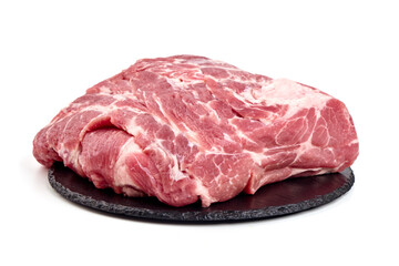 Pork Neck Meat isolated on white Background.