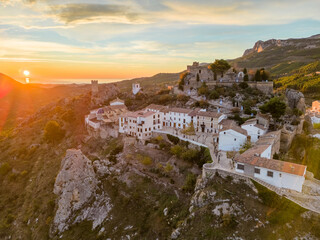 Fototapeta premium Aerial drone photo of the mountain village named Guadalest in the province of Alicante, Spain