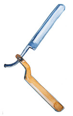 Man beard razor. Barber shop concept illustration.