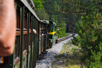 Mountain railroad, old train